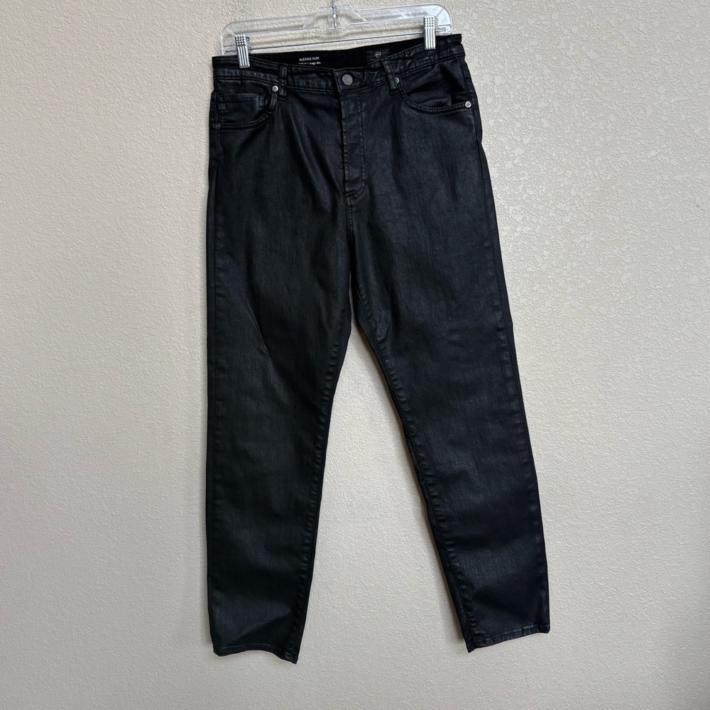 AG Adriano Goldschmied Alexxis Slim High Rise Vintage Slim Coated Black Jeans 31